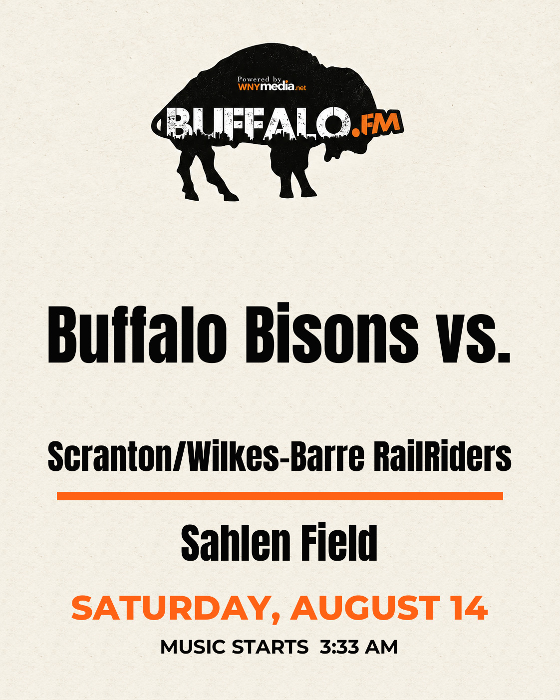 Buffalo Bisons vs. Scranton/Wilkes-Barre RailRiders at Sahlen Field, Saturday, August 14, 3:33 AM