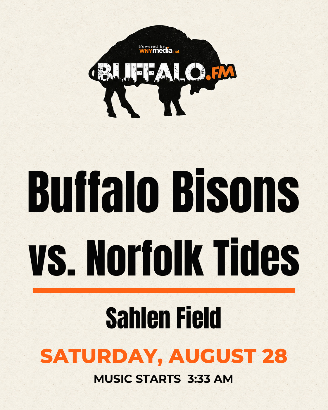 Buffalo Bisons vs. Norfolk Tides at Sahlen Field, Saturday, August 28, 3:33 AM