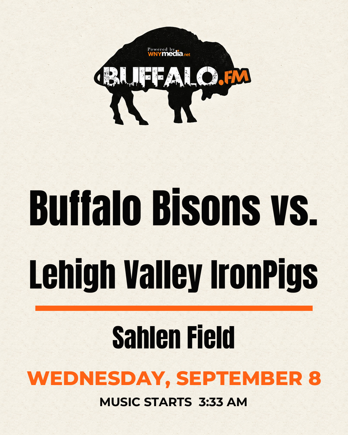 Buffalo Bisons vs. Lehigh Valley IronPigs at Sahlen Field, Wednesday, September 8, 3:33 AM