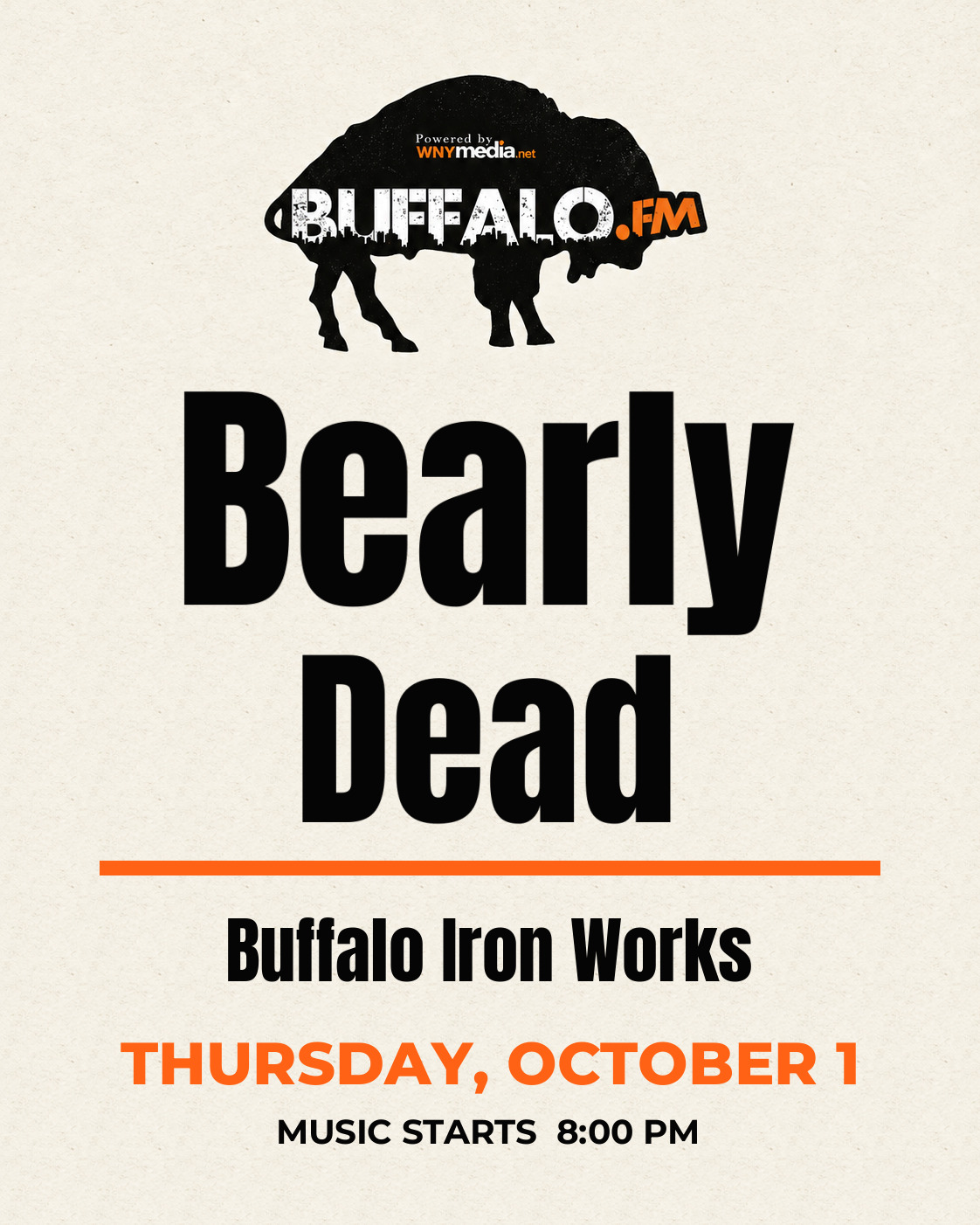 Bearly Dead at Buffalo Iron Works, Thursday, October 1, 8:00 PM