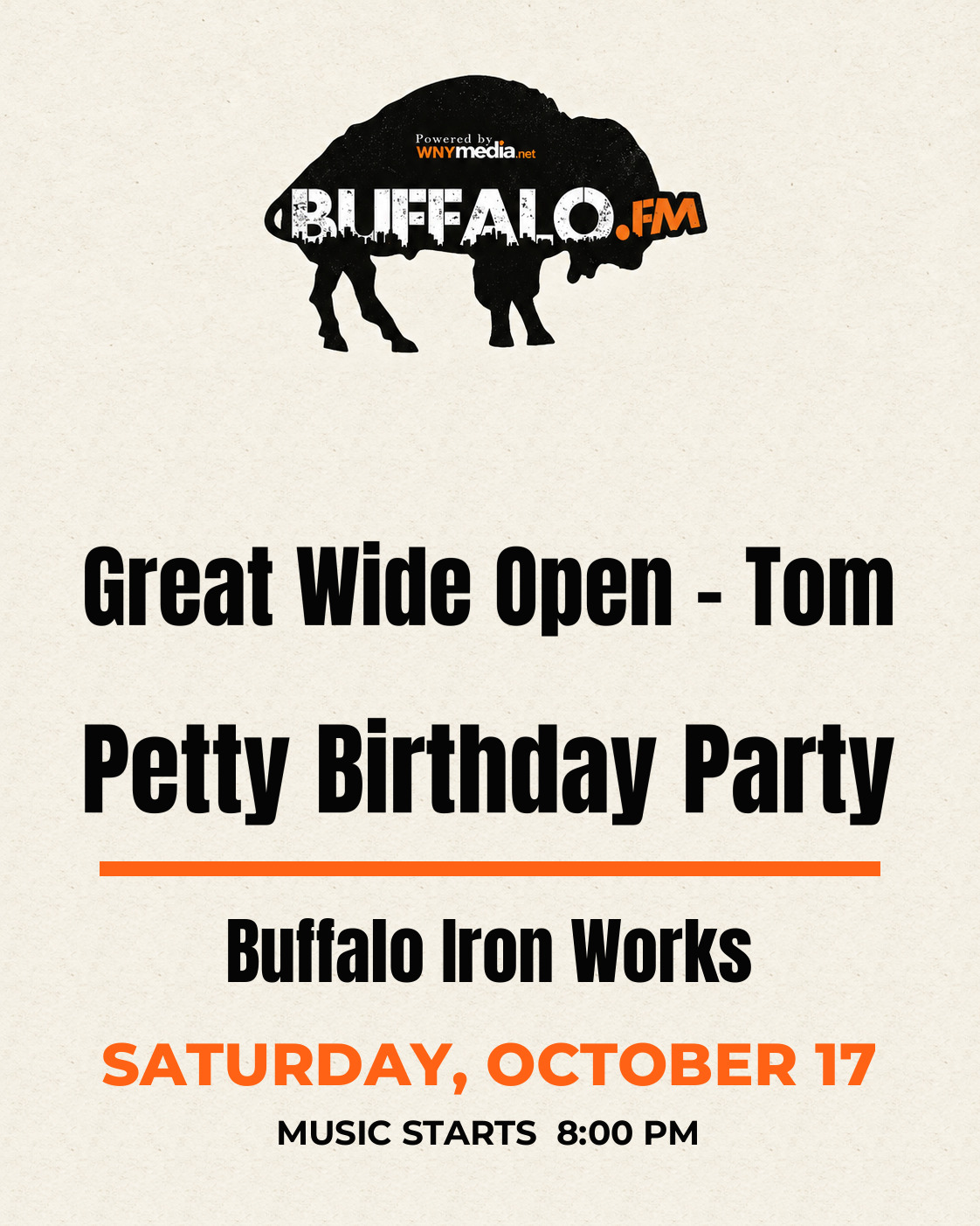 Great Wide Open – Tom Petty Birthday Party at Buffalo Iron Works, Saturday, October 17, 8:00 PM