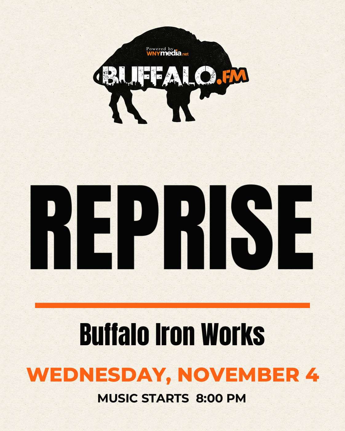 REPRISE at Buffalo Iron Works, Wednesday, November 4, 8:00 PM