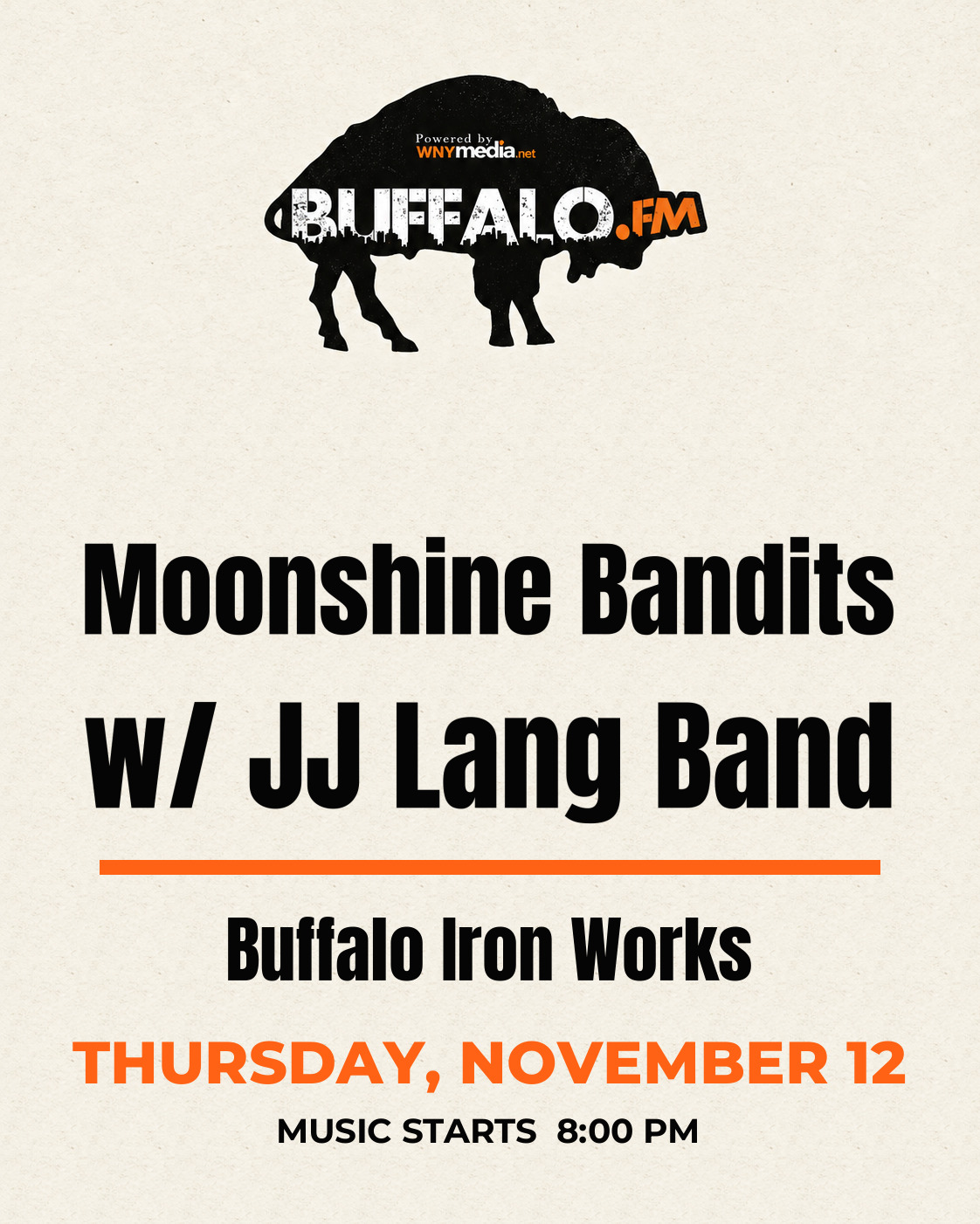 Moonshine Bandits w/ JJ Lang Band at Buffalo Iron Works, Thursday, November 12, 8:00 PM