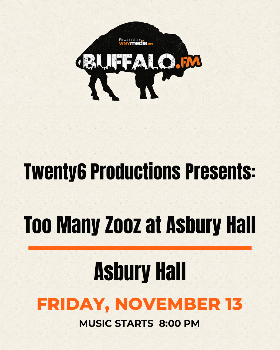 Twenty6 Productions Presents: Too Many Zooz at Asbury Hall at Asbury Hall, Friday, November 13, 8:00 PM