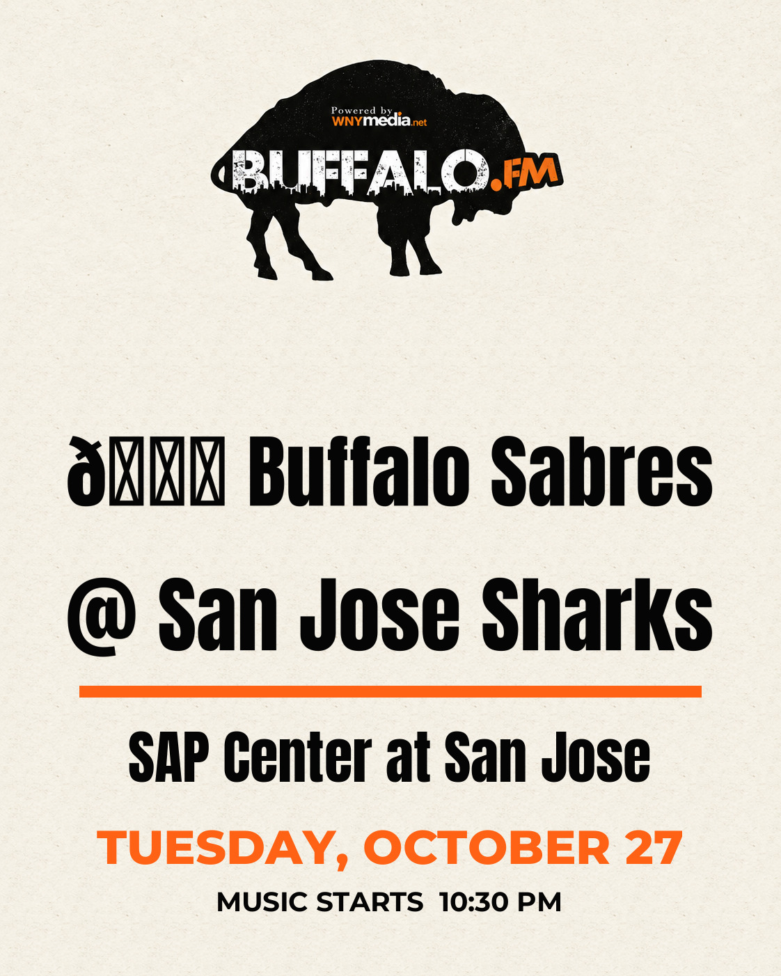 🏒 Buffalo Sabres @ San Jose Sharks at SAP Center at San Jose, Tuesday, October 27, 10:30 PM