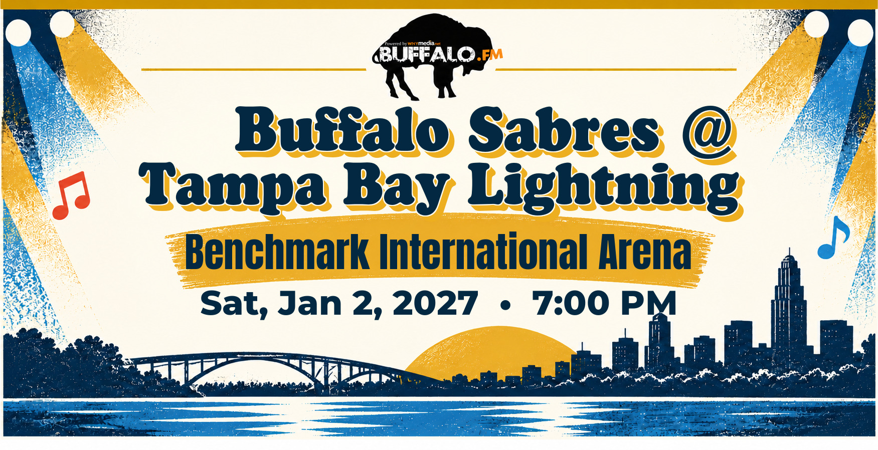 🏒 Buffalo Sabres @ Tampa Bay Lightning at Benchmark International Arena, Sat, Jan 2, 2027, 7:00 PM