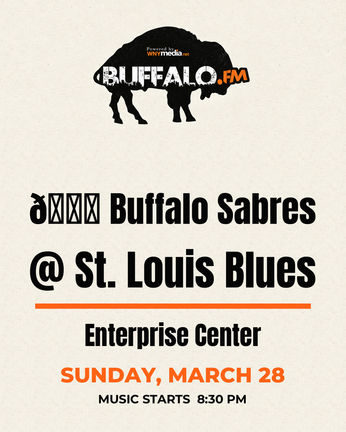 🏒 Buffalo Sabres @ St. Louis Blues at Enterprise Center, Sunday, March 28, 8:30 PM