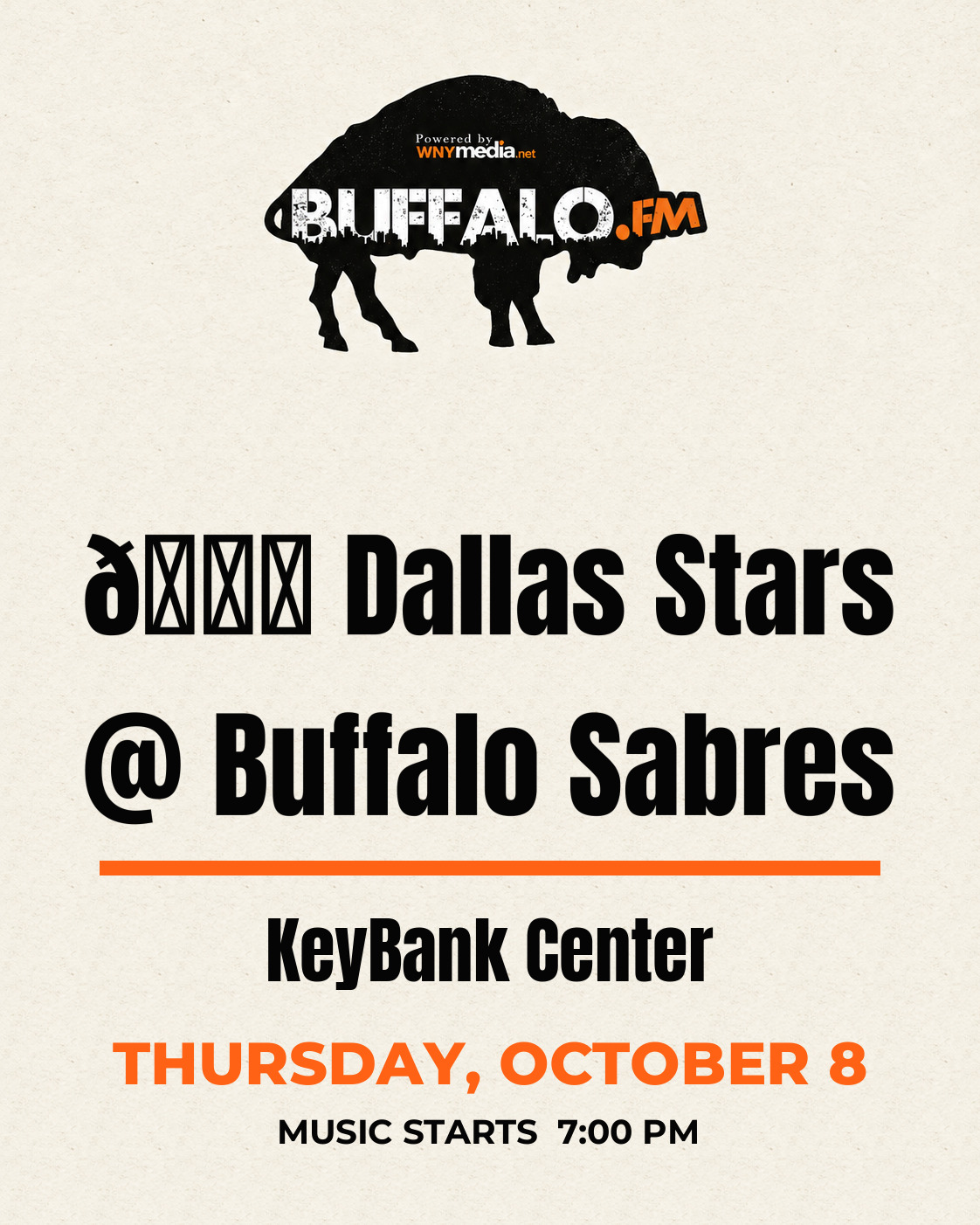 🏒 Dallas Stars @ Buffalo Sabres at KeyBank Center, Thursday, October 8, 7:00 PM