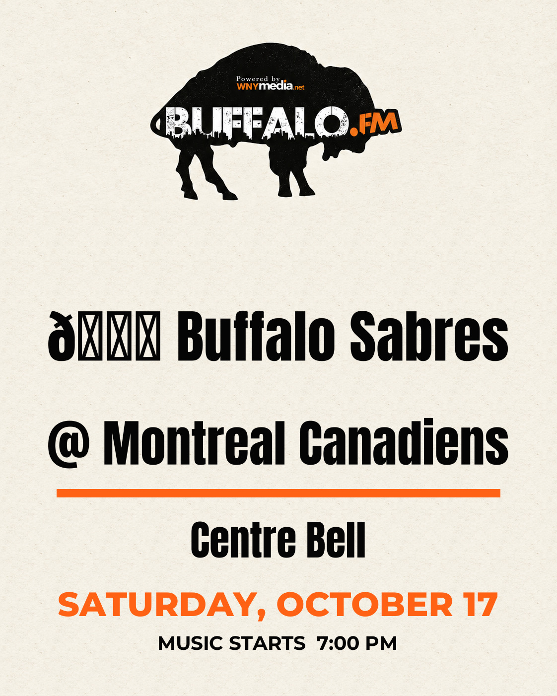 🏒 Buffalo Sabres @ Montreal Canadiens at Centre Bell, Saturday, October 17, 7:00 PM