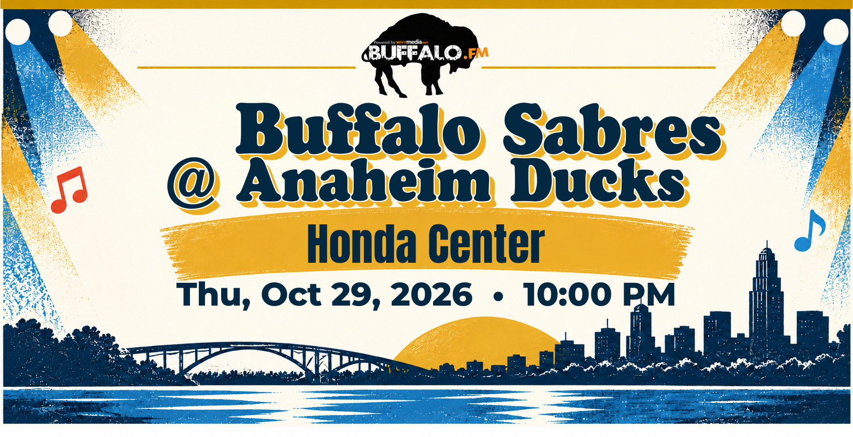 🏒 Buffalo Sabres @ Anaheim Ducks at Honda Center, Thu, Oct 29, 2026, 10:00 PM