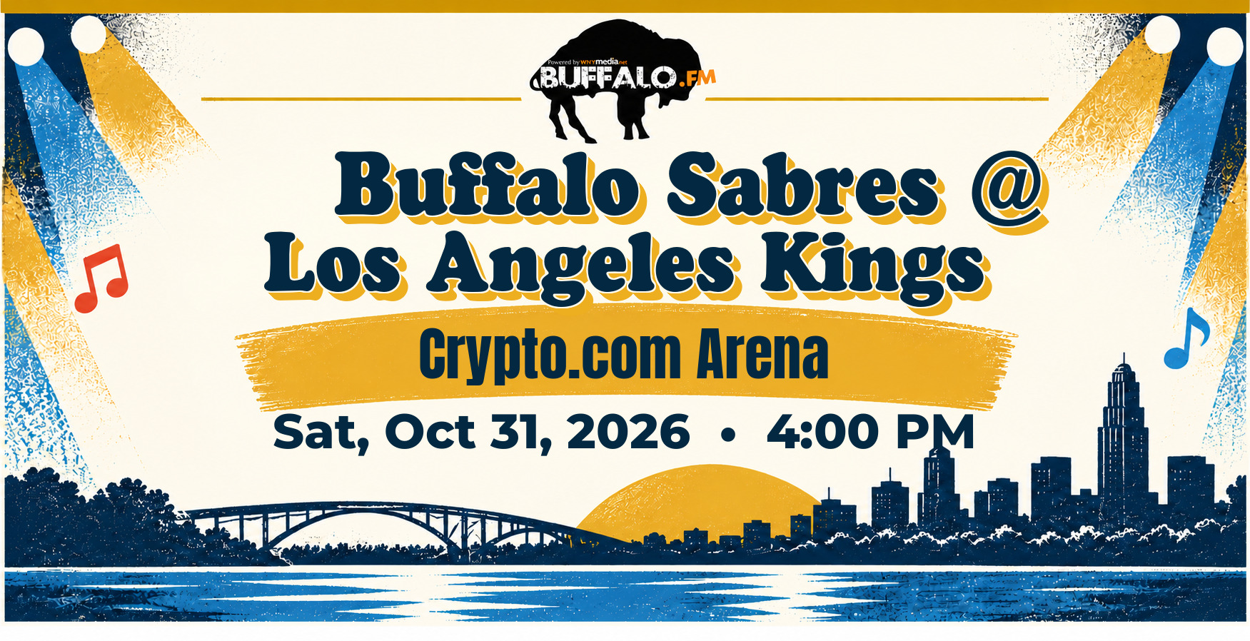 🏒 Buffalo Sabres @ Los Angeles Kings at Crypto.com Arena, Sat, Oct 31, 2026, 4:00 PM