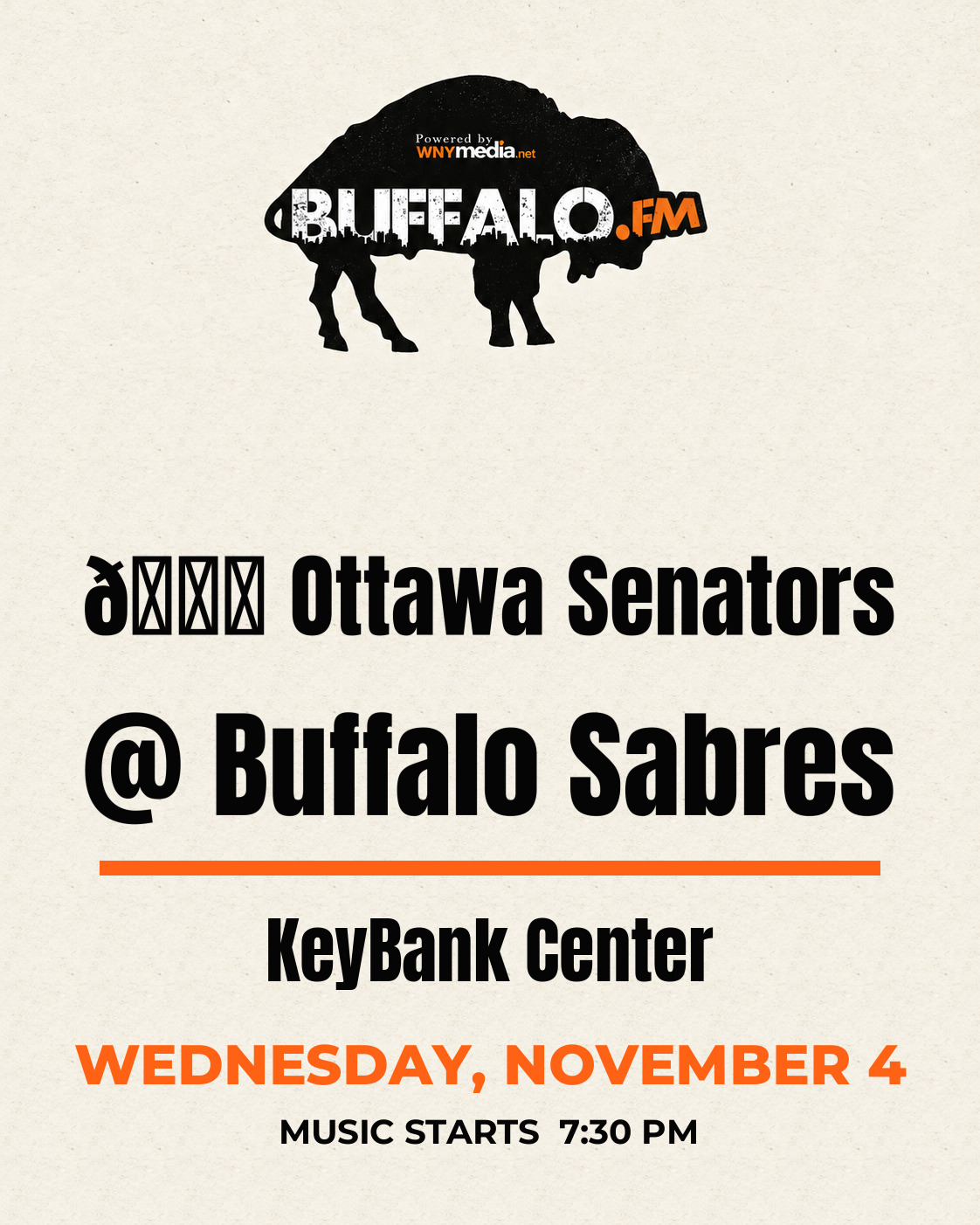 🏒 Ottawa Senators @ Buffalo Sabres at KeyBank Center, Wednesday, November 4, 7:30 PM