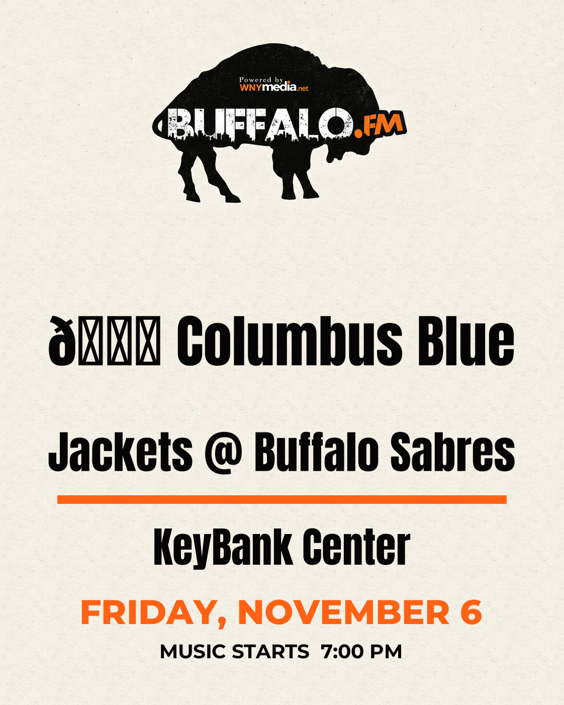 🏒 Columbus Blue Jackets @ Buffalo Sabres at KeyBank Center, Friday, November 6, 7:00 PM