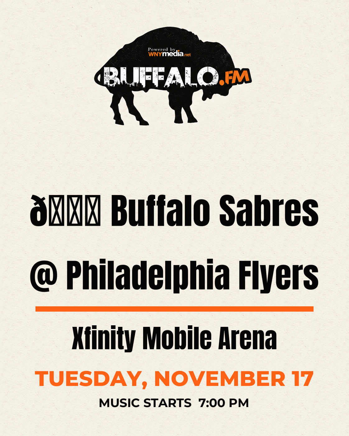 🏒 Buffalo Sabres @ Philadelphia Flyers at Xfinity Mobile Arena, Tuesday, November 17, 7:00 PM