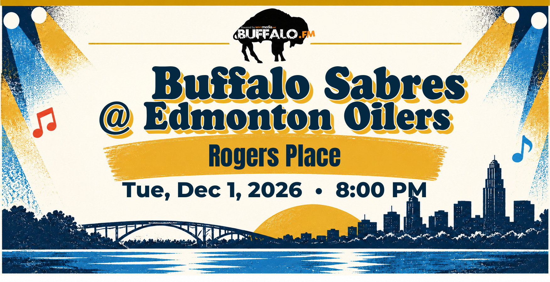 🏒 Buffalo Sabres @ Edmonton Oilers at Rogers Place, Tue, Dec 1, 2026, 8:00 PM