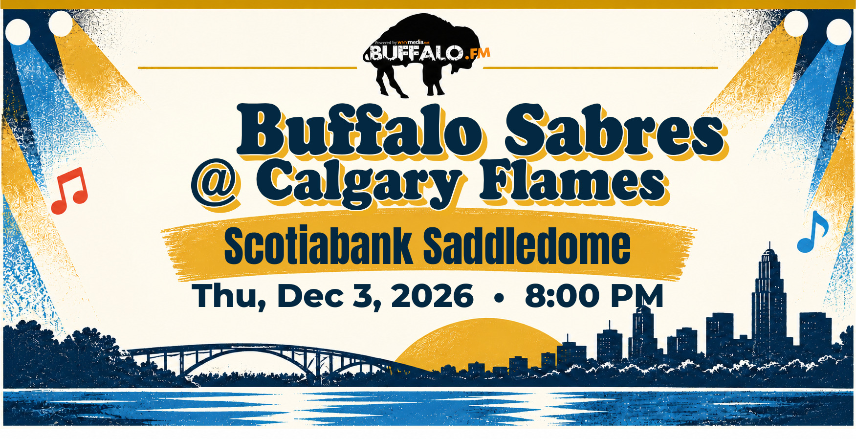 🏒 Buffalo Sabres @ Calgary Flames at Scotiabank Saddledome, Thu, Dec 3, 2026, 8:00 PM