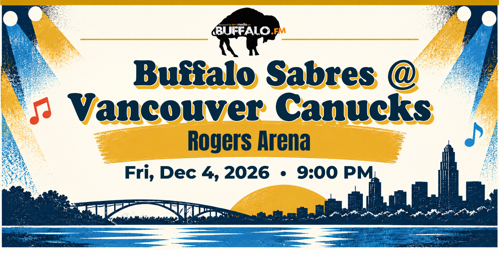 🏒 Buffalo Sabres @ Vancouver Canucks at Rogers Arena, Fri, Dec 4, 2026, 9:00 PM