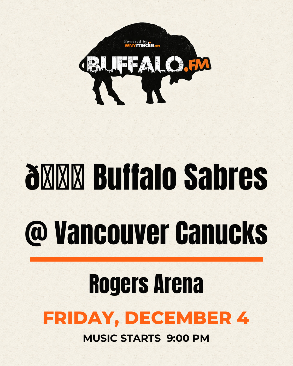 🏒 Buffalo Sabres @ Vancouver Canucks at Rogers Arena, Friday, December 4, 9:00 PM