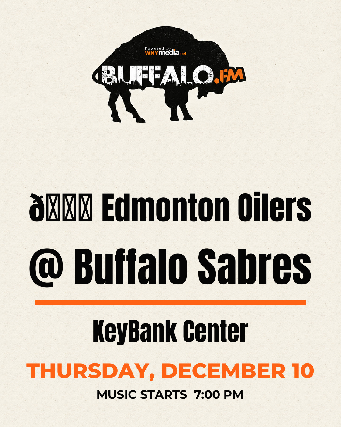 🏒 Edmonton Oilers @ Buffalo Sabres at KeyBank Center, Thursday, December 10, 7:00 PM