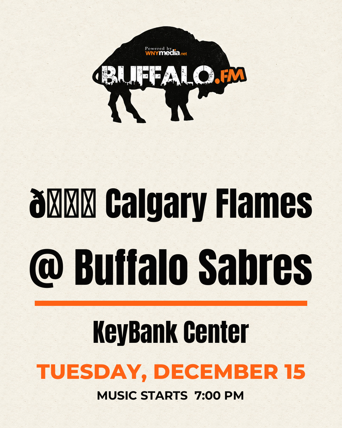 🏒 Calgary Flames @ Buffalo Sabres at KeyBank Center, Tuesday, December 15, 7:00 PM