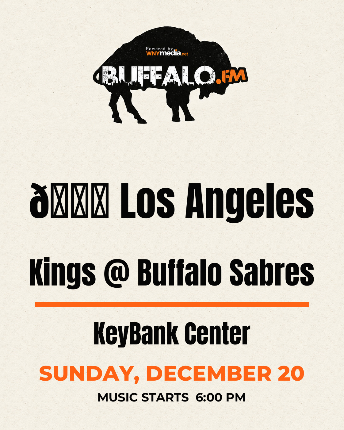 🏒 Los Angeles Kings @ Buffalo Sabres at KeyBank Center, Sunday, December 20, 6:00 PM