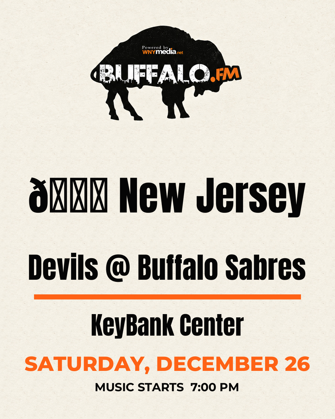 🏒 New Jersey Devils @ Buffalo Sabres at KeyBank Center, Saturday, December 26, 7:00 PM