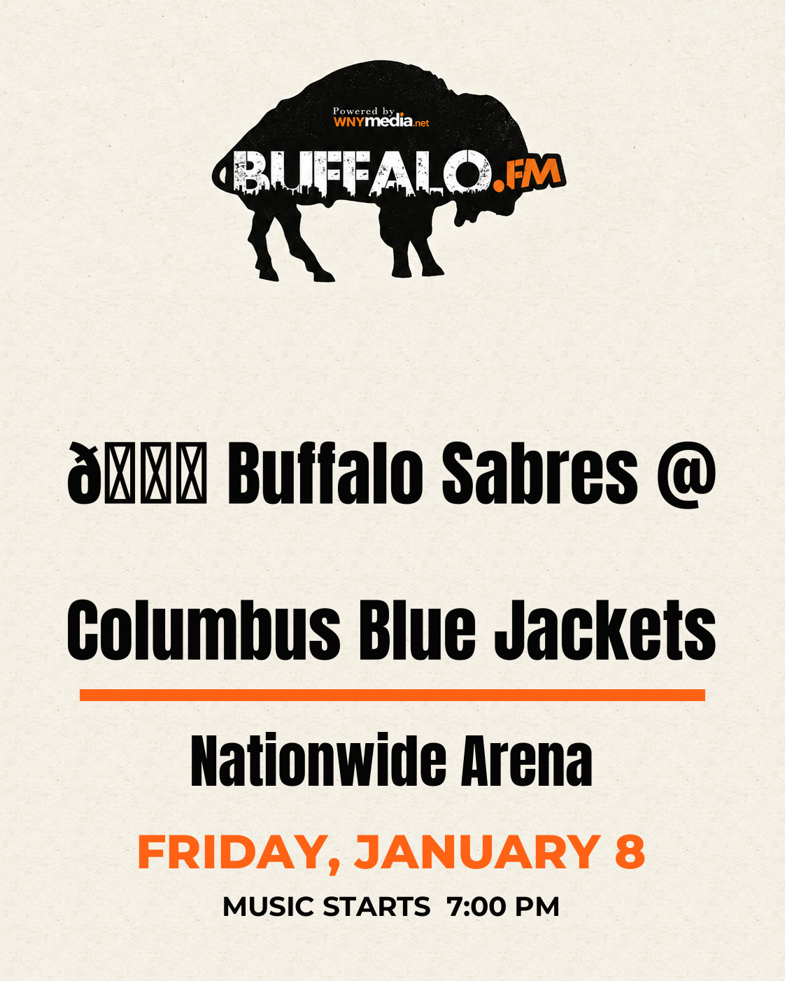 🏒 Buffalo Sabres @ Columbus Blue Jackets at Nationwide Arena, Friday, January 8, 7:00 PM