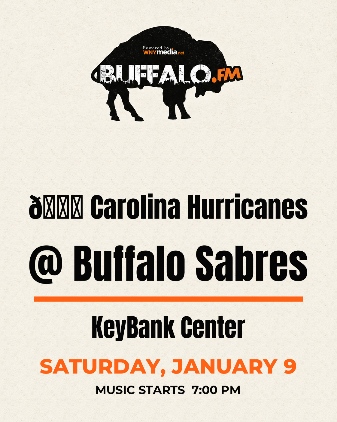 🏒 Carolina Hurricanes @ Buffalo Sabres at KeyBank Center, Saturday, January 9, 7:00 PM