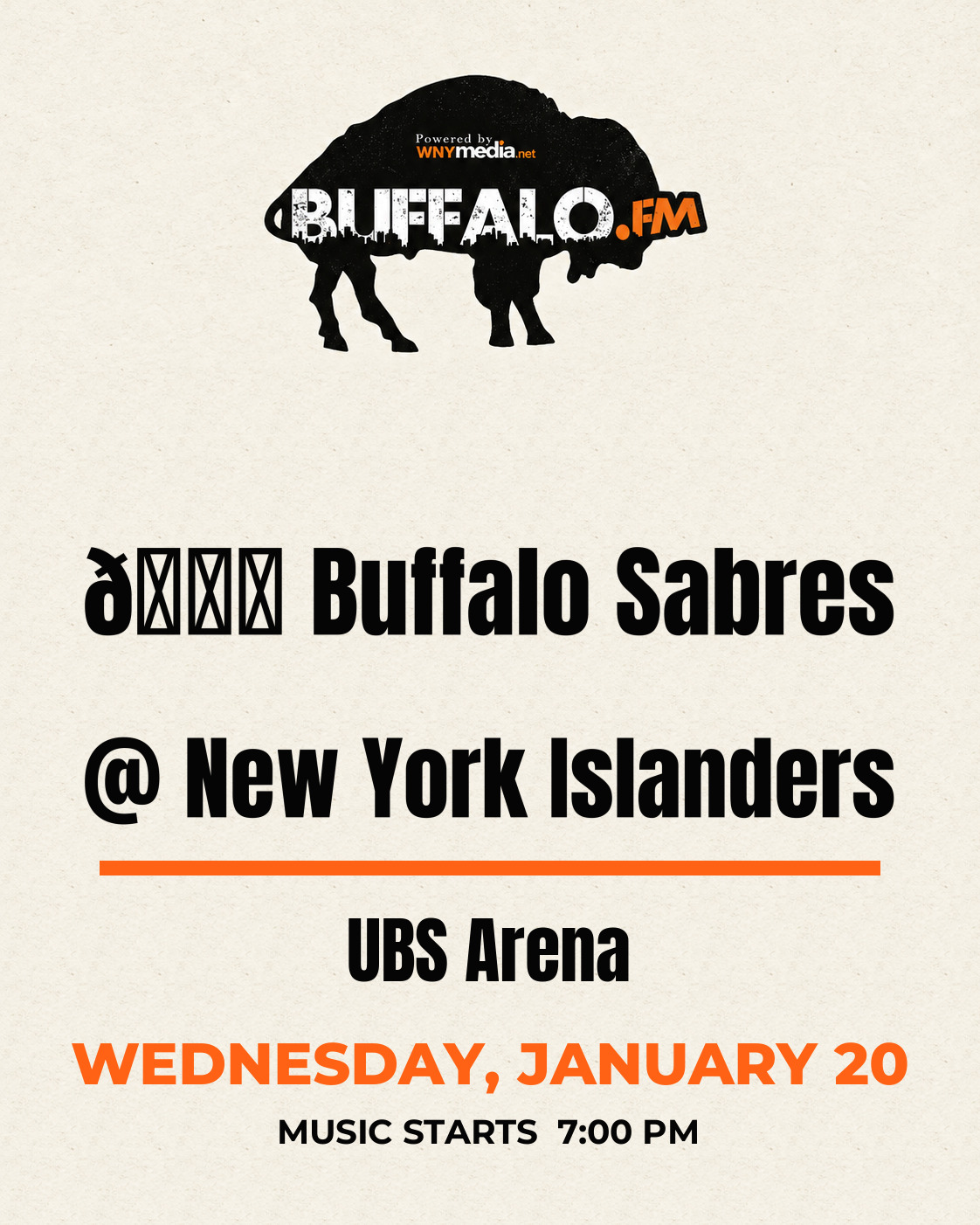 🏒 Buffalo Sabres @ New York Islanders at UBS Arena, Wednesday, January 20, 7:00 PM