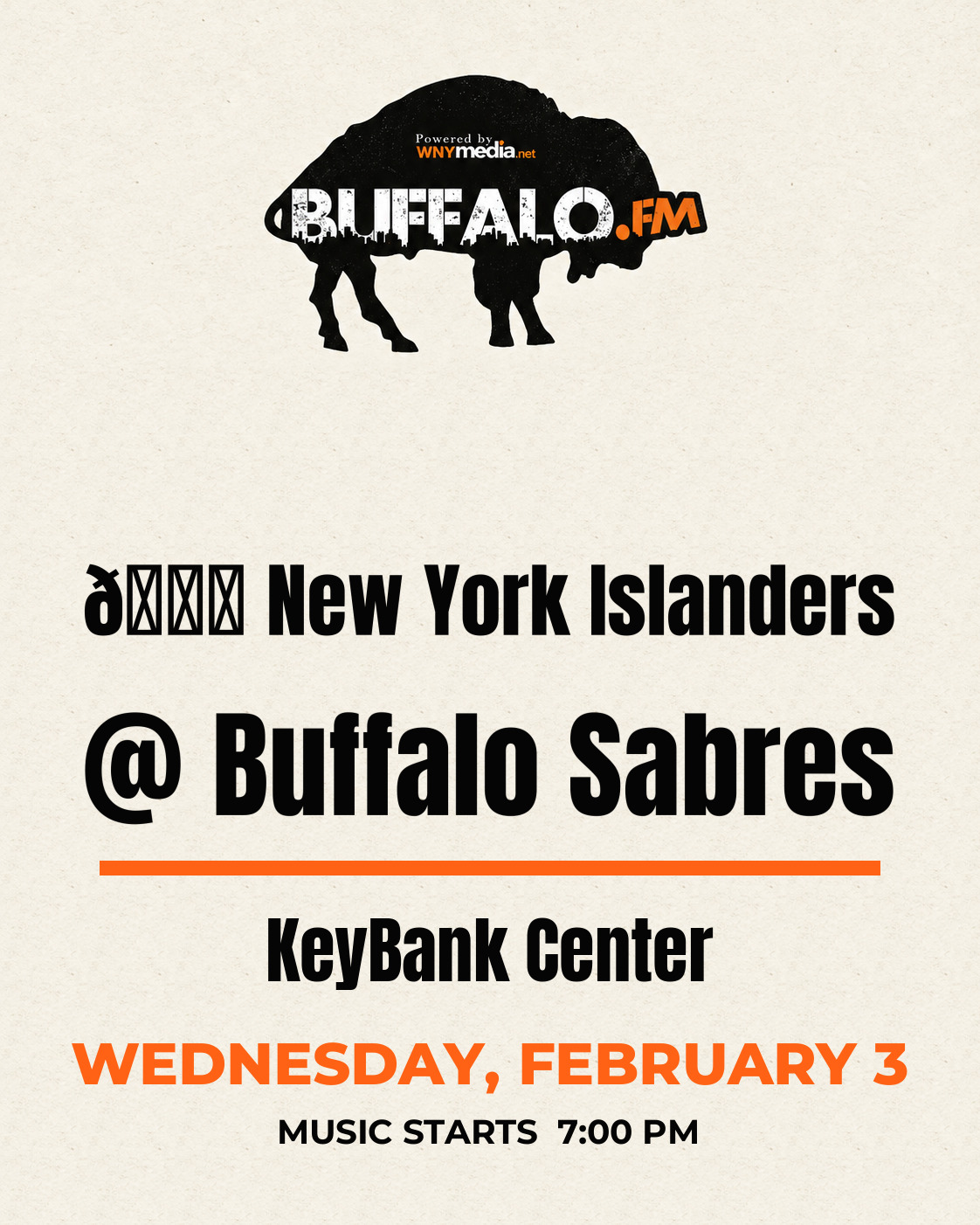 🏒 New York Islanders @ Buffalo Sabres at KeyBank Center, Wednesday, February 3, 7:00 PM