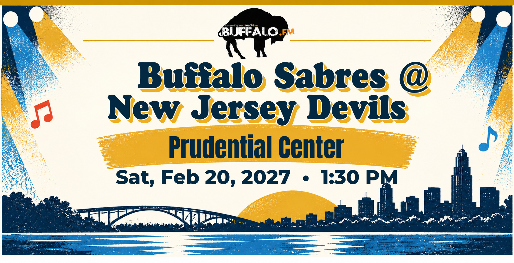 🏒 Buffalo Sabres @ New Jersey Devils at Prudential Center, Sat, Feb 20, 2027, 1:30 PM
