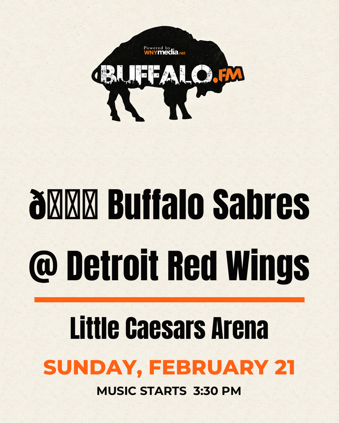 🏒 Buffalo Sabres @ Detroit Red Wings at Little Caesars Arena, Sunday, February 21, 3:30 PM