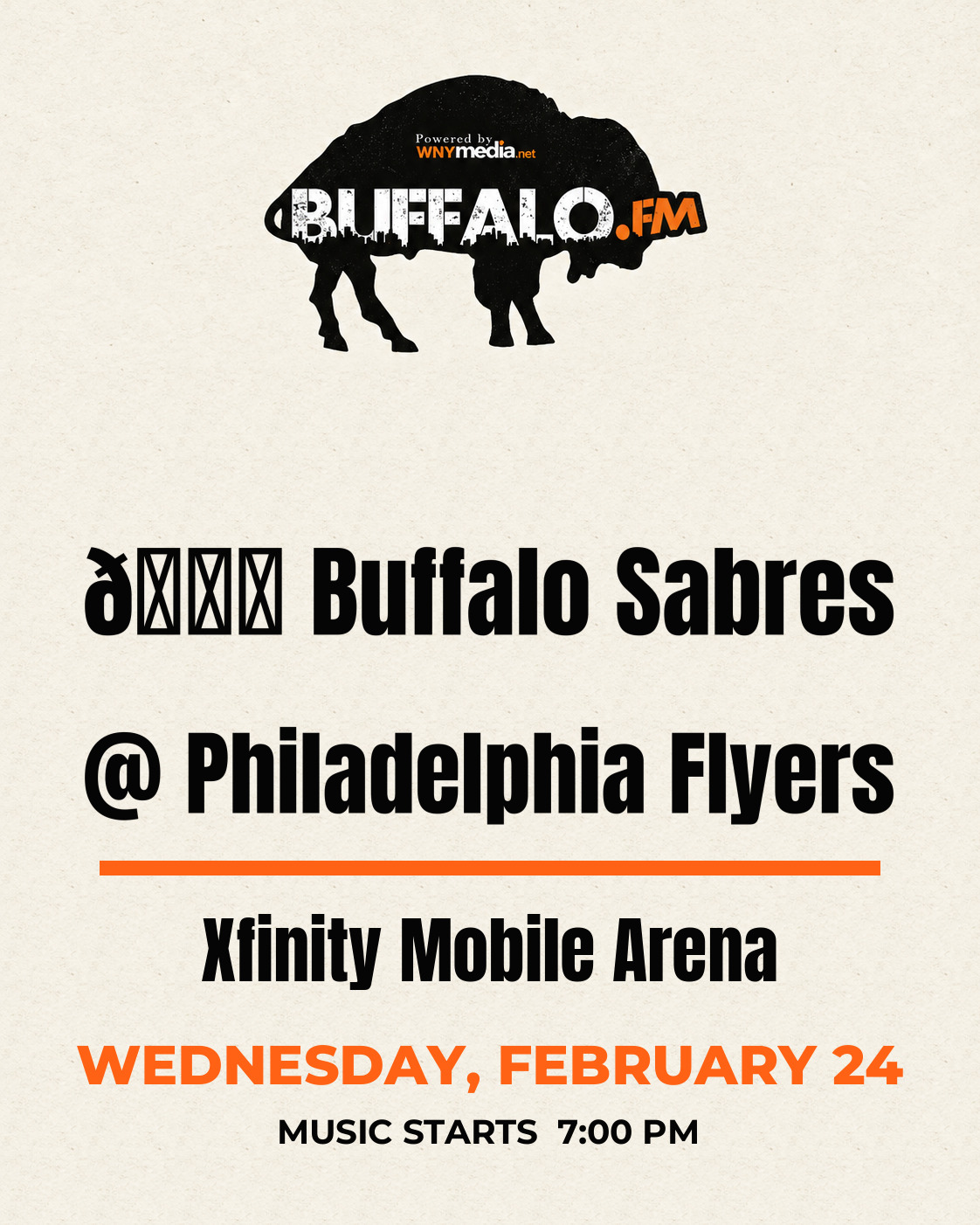 🏒 Buffalo Sabres @ Philadelphia Flyers at Xfinity Mobile Arena, Wednesday, February 24, 7:00 PM