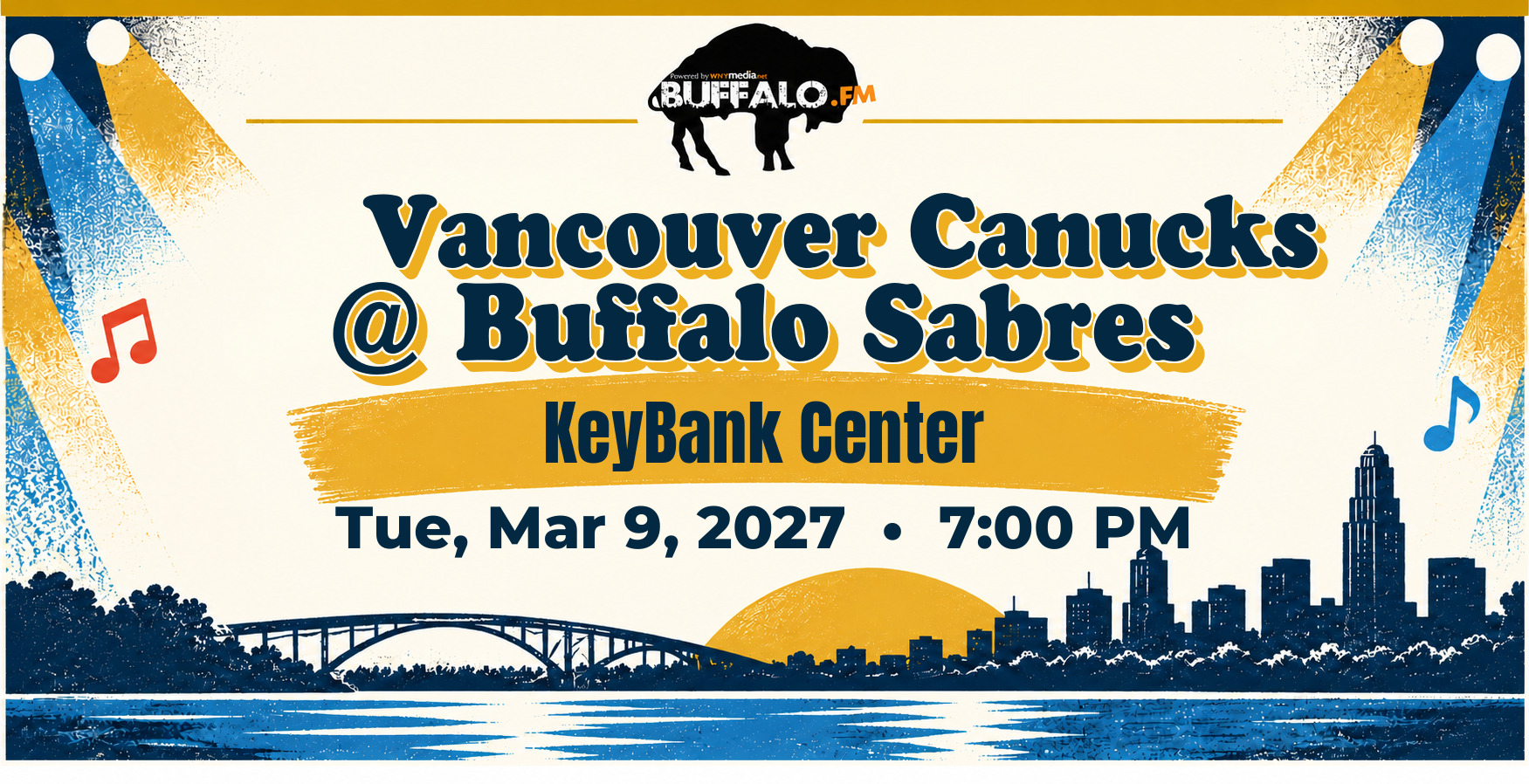 🏒 Vancouver Canucks @ Buffalo Sabres at KeyBank Center, Tue, Mar 9, 2027, 7:00 PM
