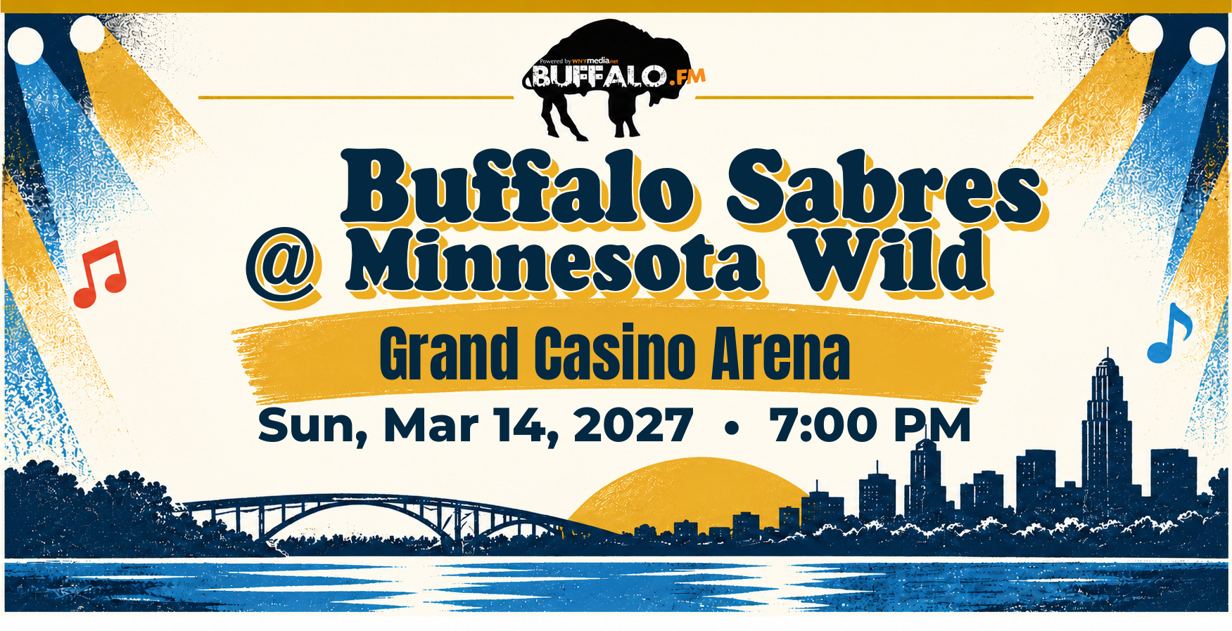π Buffalo Sabres @ Minnesota Wild at Grand Casino Arena, Sun, Mar 14, 2027, 7:00 PM