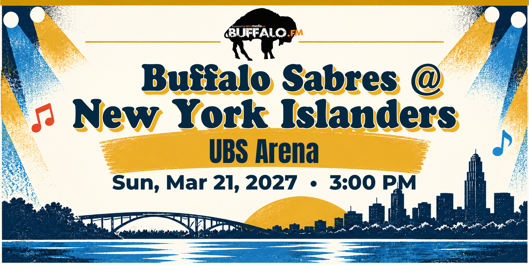🏒 Buffalo Sabres @ New York Islanders at UBS Arena, Sun, Mar 21, 2027, 3:00 PM