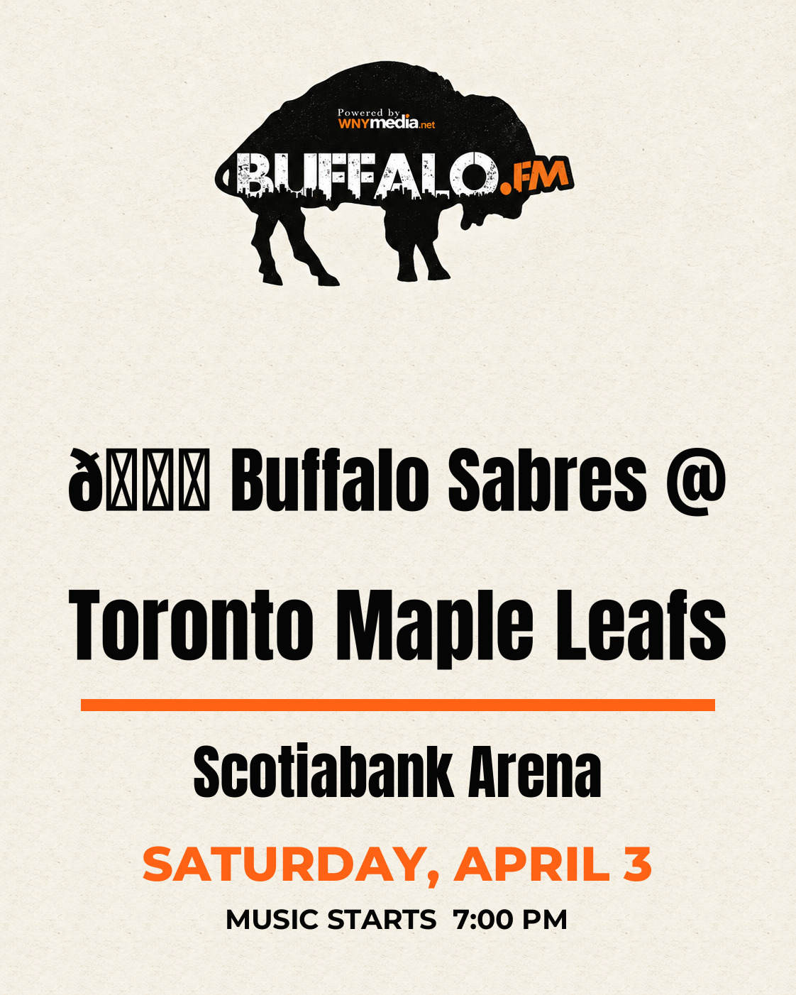 🏒 Buffalo Sabres @ Toronto Maple Leafs at Scotiabank Arena, Saturday, April 3, 7:00 PM