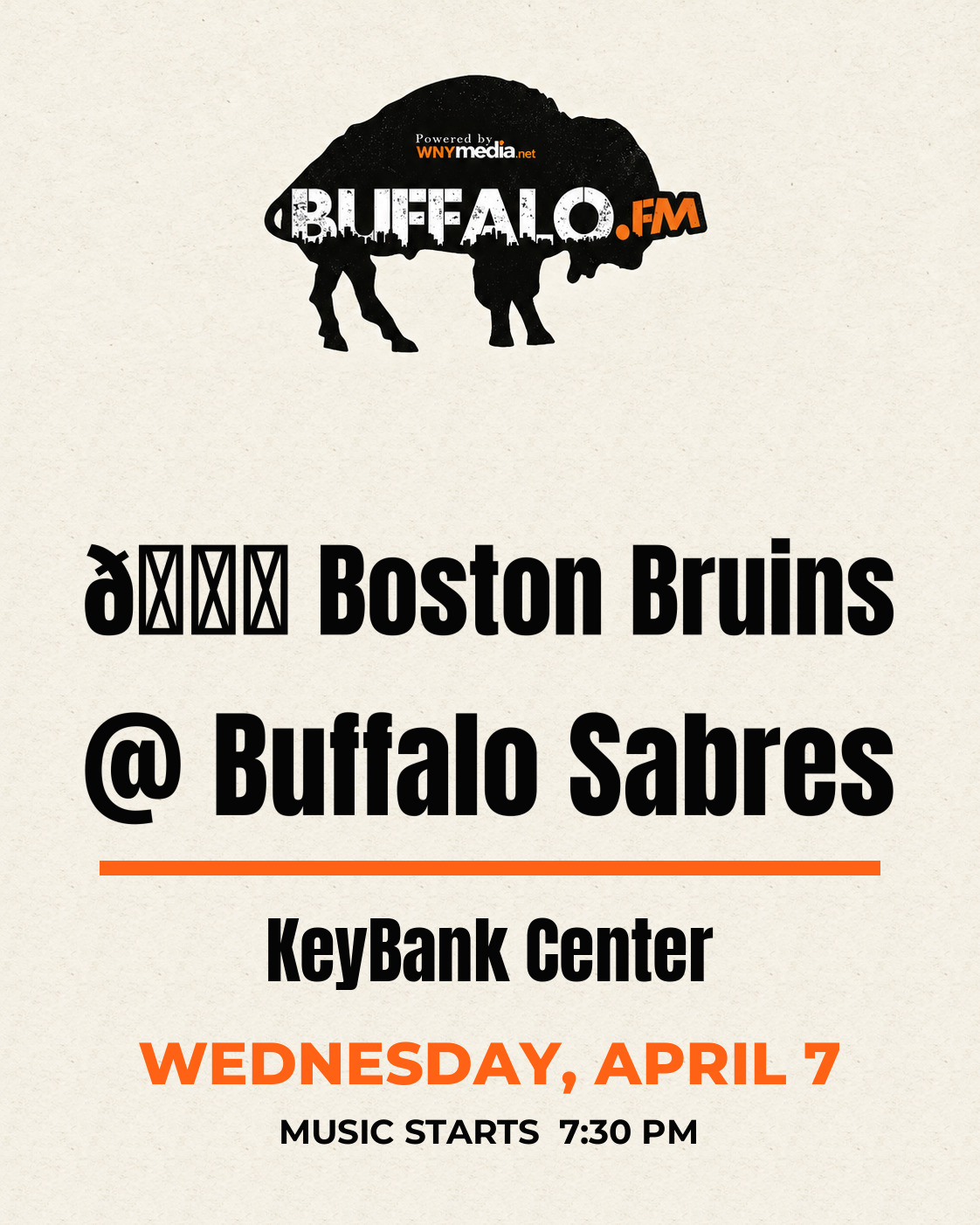 🏒 Boston Bruins @ Buffalo Sabres at KeyBank Center, Wednesday, April 7, 7:30 PM