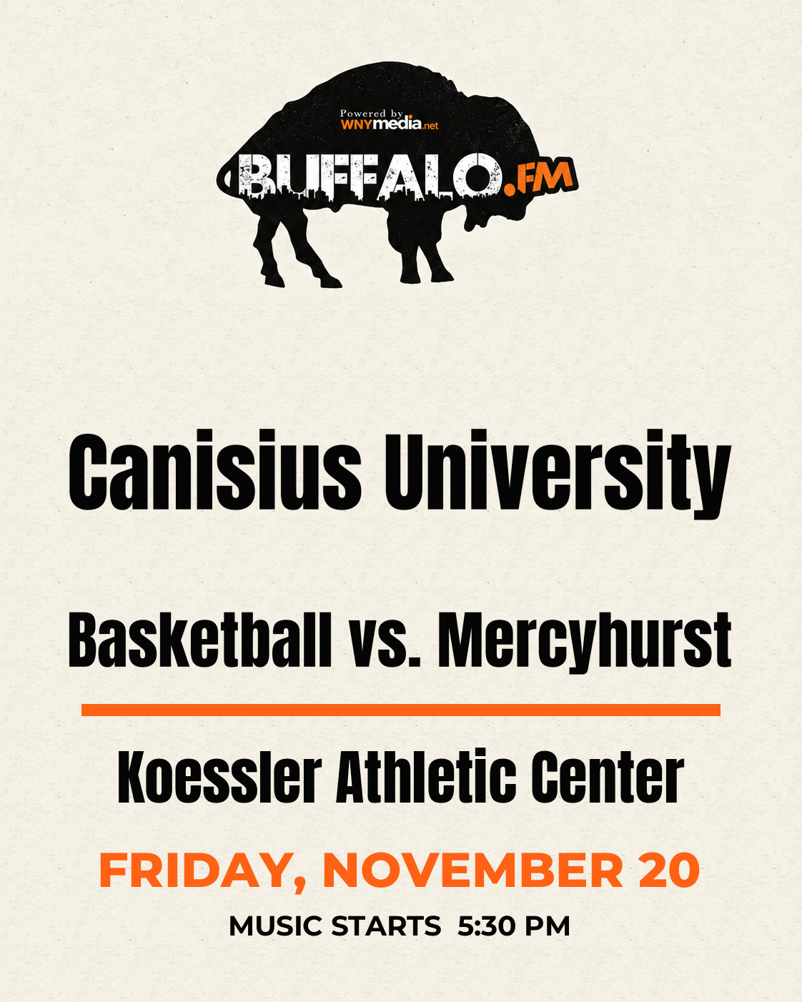 Canisius University Basketball vs. Mercyhurst at Koessler Athletic Center, Friday, November 20, 5:30 PM