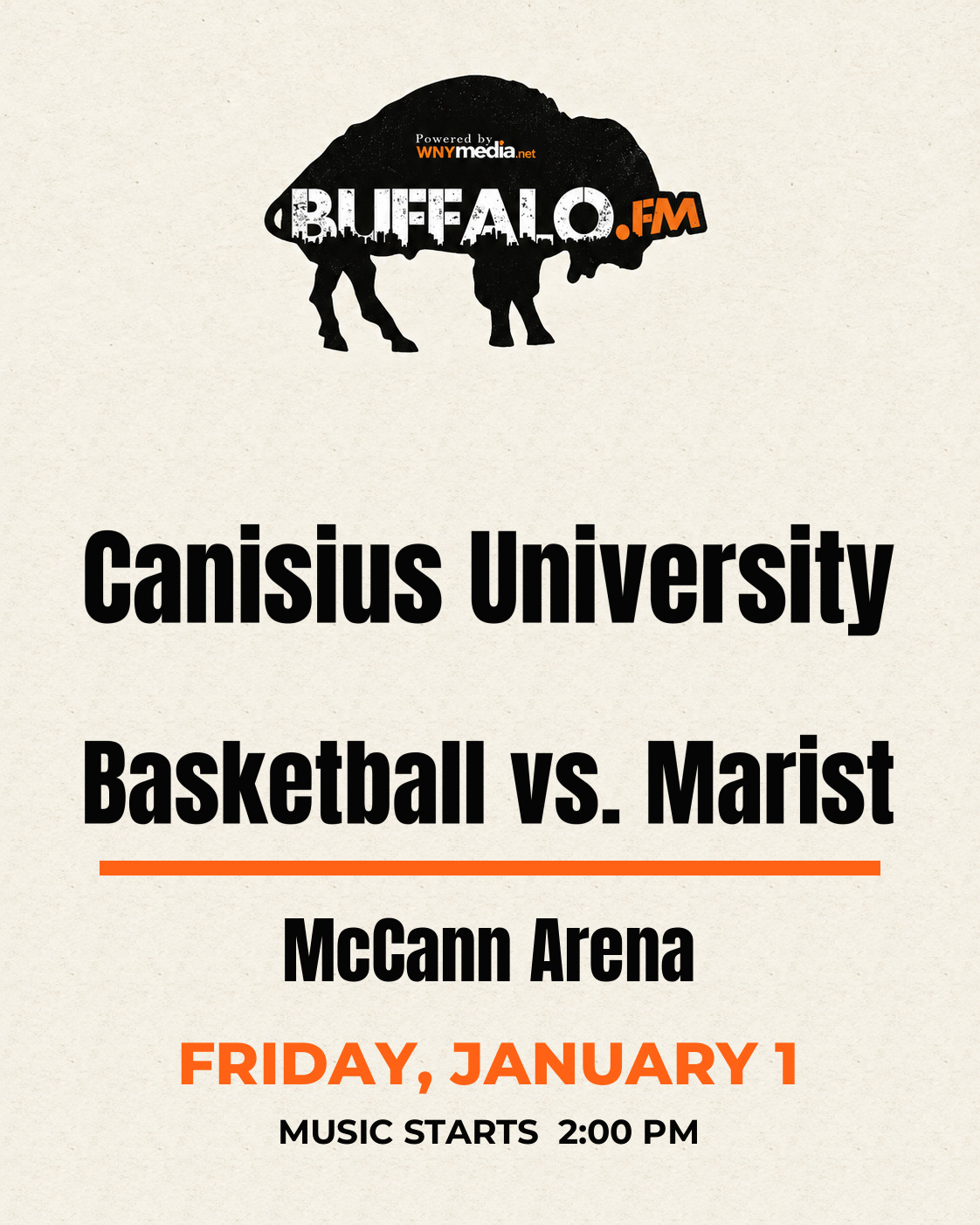 Canisius University Basketball vs. Marist at McCann Arena, Friday, January 1, 2:00 PM