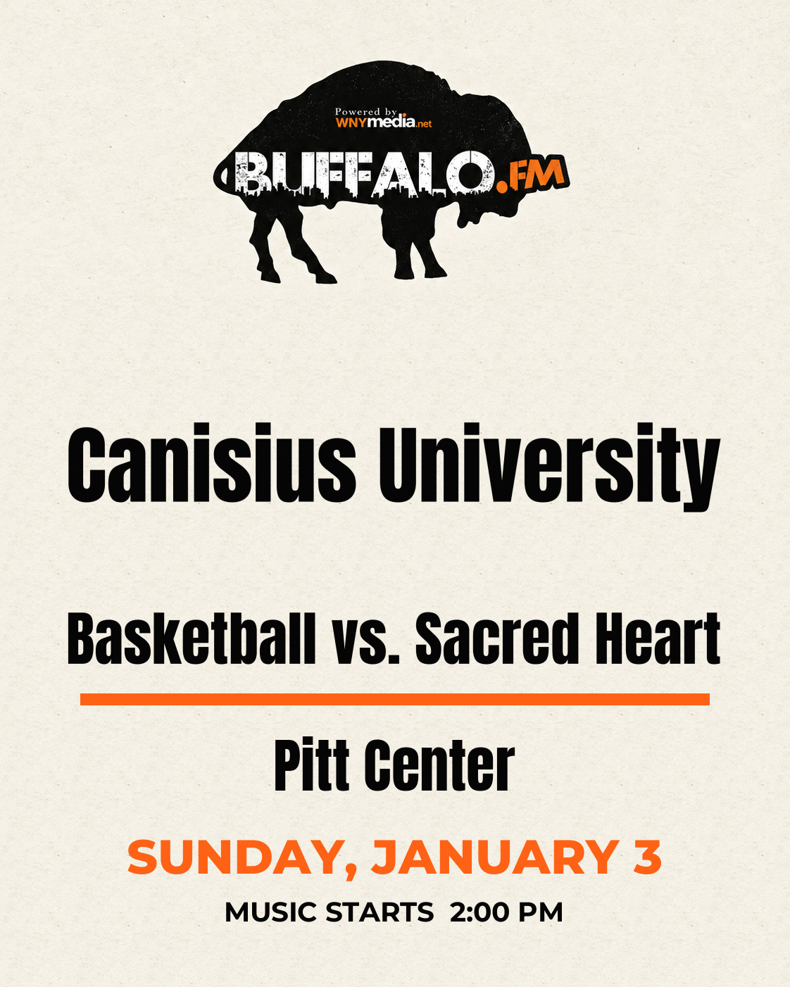 Canisius University Basketball vs. Sacred Heart at Pitt Center, Sunday, January 3, 2:00 PM