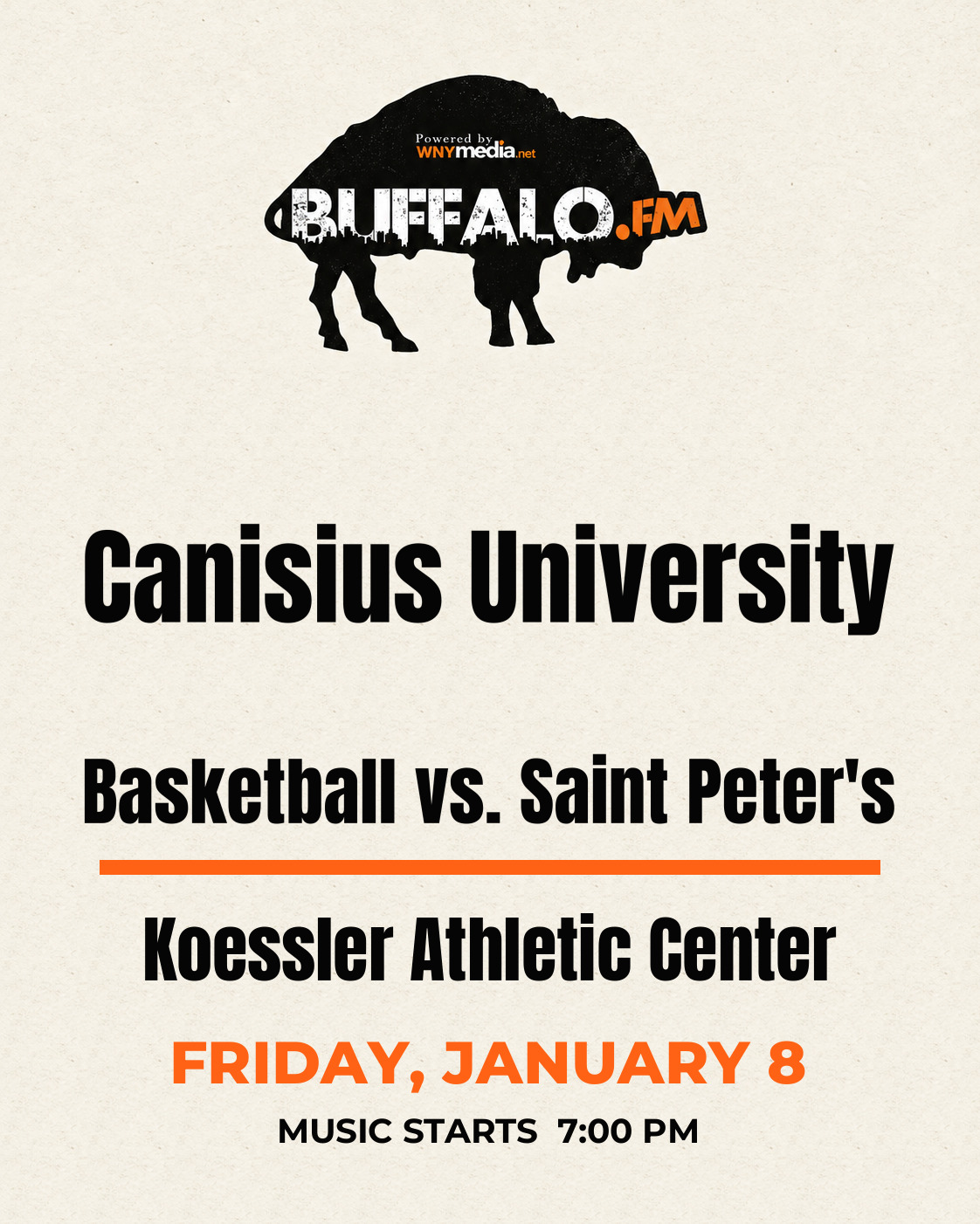Canisius University Basketball vs. Saint Peter's at Koessler Athletic Center, Friday, January 8, 7:00 PM