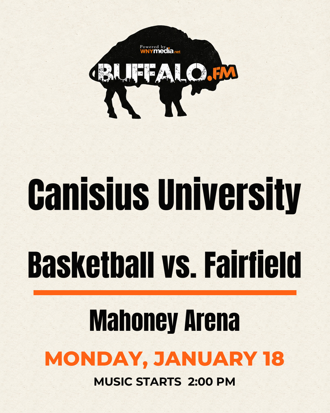 Canisius University Basketball vs. Fairfield at Mahoney Arena, Monday, January 18, 2:00 PM