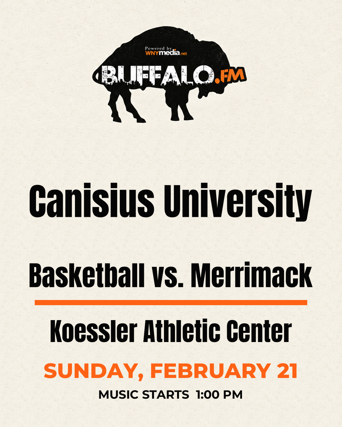 Canisius University Basketball vs. Merrimack at Koessler Athletic Center, Sunday, February 21, 1:00 PM