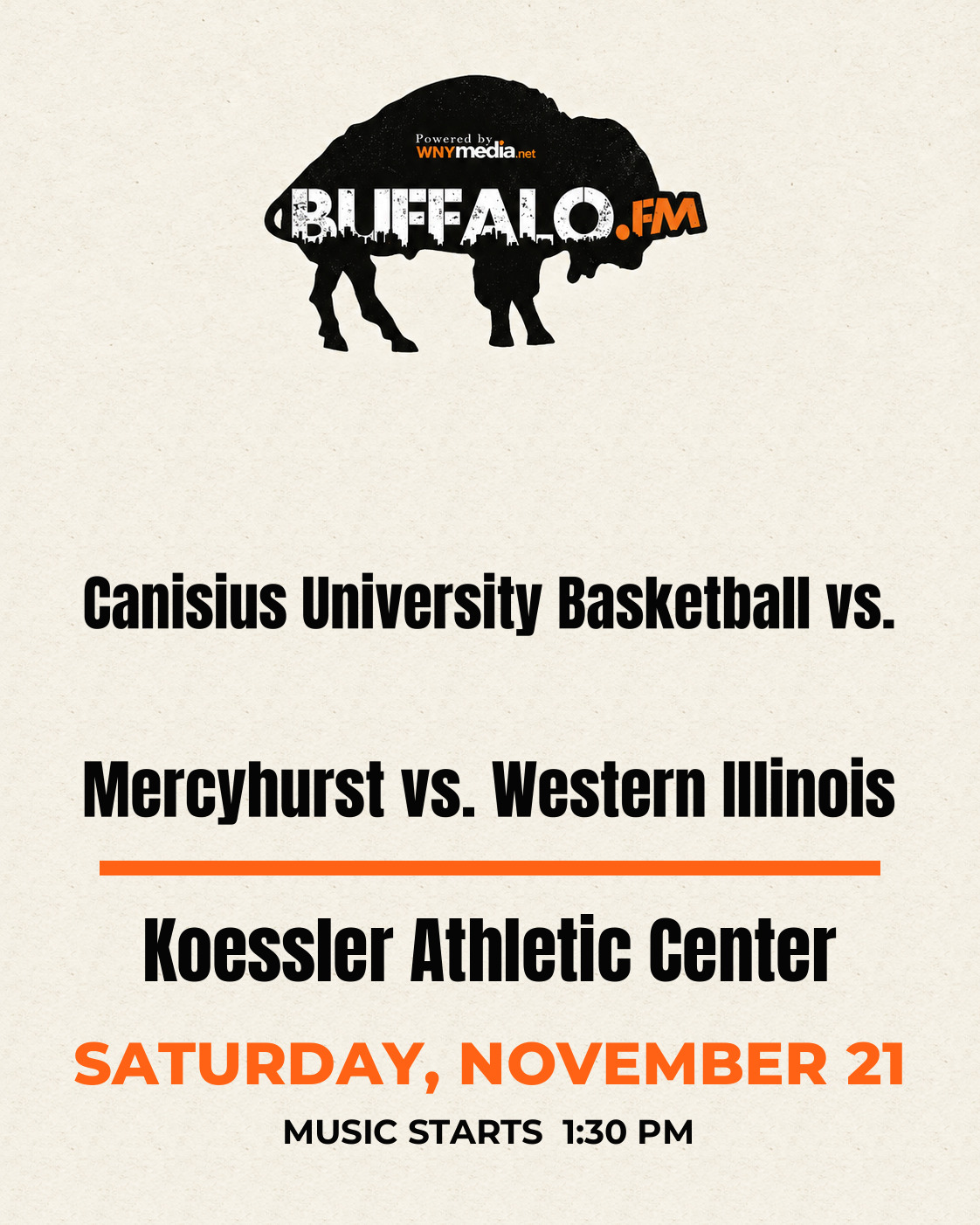 Canisius University Basketball vs. Mercyhurst vs. Western Illinois at Koessler Athletic Center, Saturday, November 21, 1:30 PM