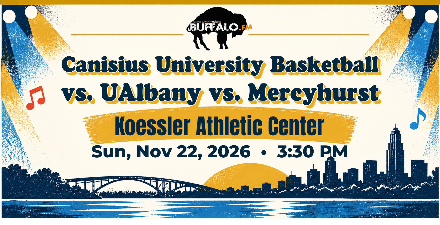 Canisius University Basketball vs. UAlbany vs. Mercyhurst at Koessler Athletic Center, Sun, Nov 22, 2026, 3:30 PM