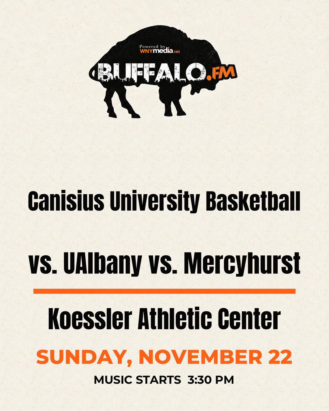 Canisius University Basketball vs. UAlbany vs. Mercyhurst at Koessler Athletic Center, Sunday, November 22, 3:30 PM