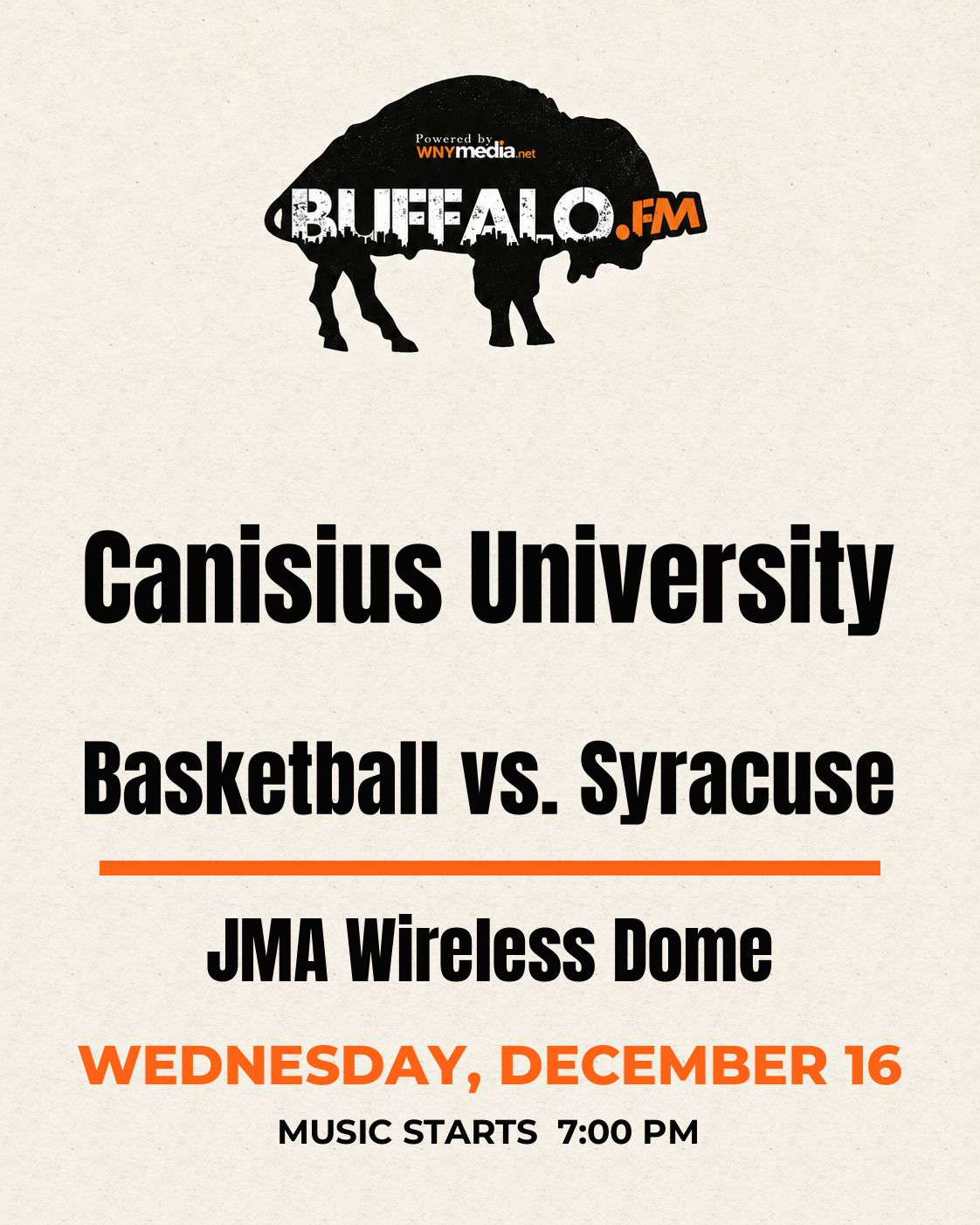 Canisius University Basketball vs. Syracuse at JMA Wireless Dome, Wednesday, December 16, 7:00 PM