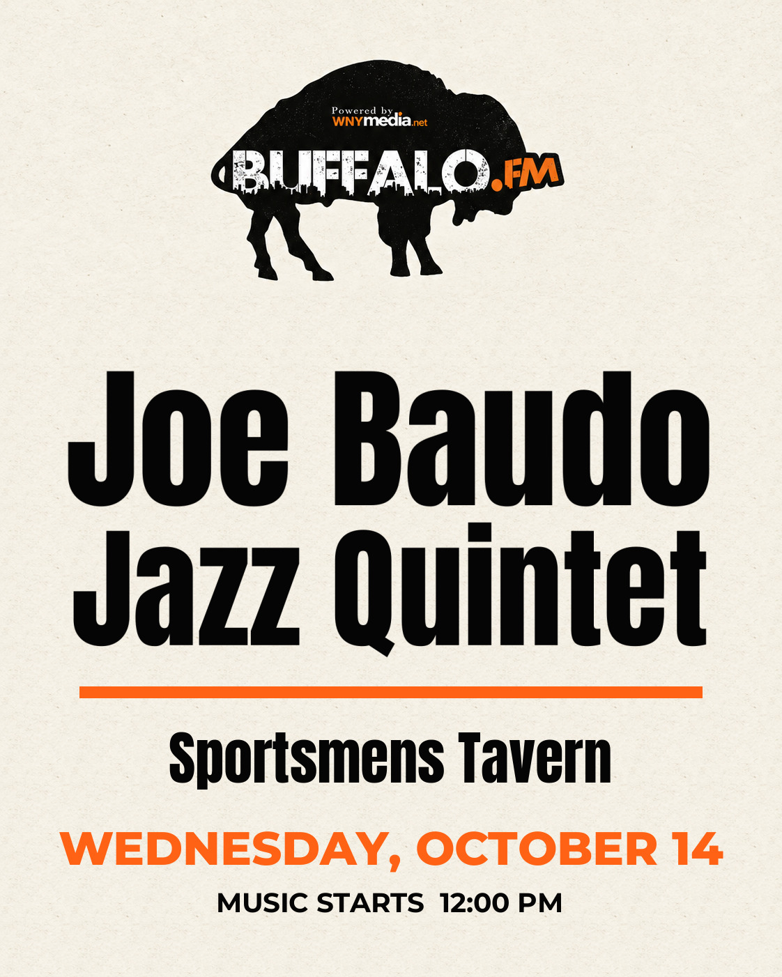 Joe Baudo Jazz Quintet at Sportsmens Tavern, Wednesday, October 14, 12:00 PM