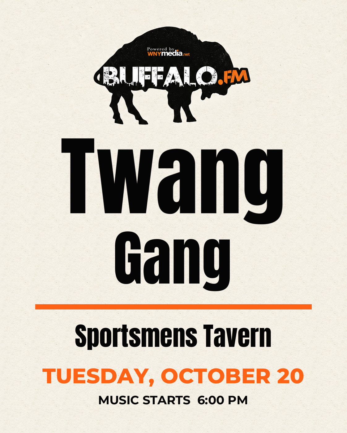 Twang Gang at Sportsmens Tavern, Tuesday, October 20, 6:00 PM
